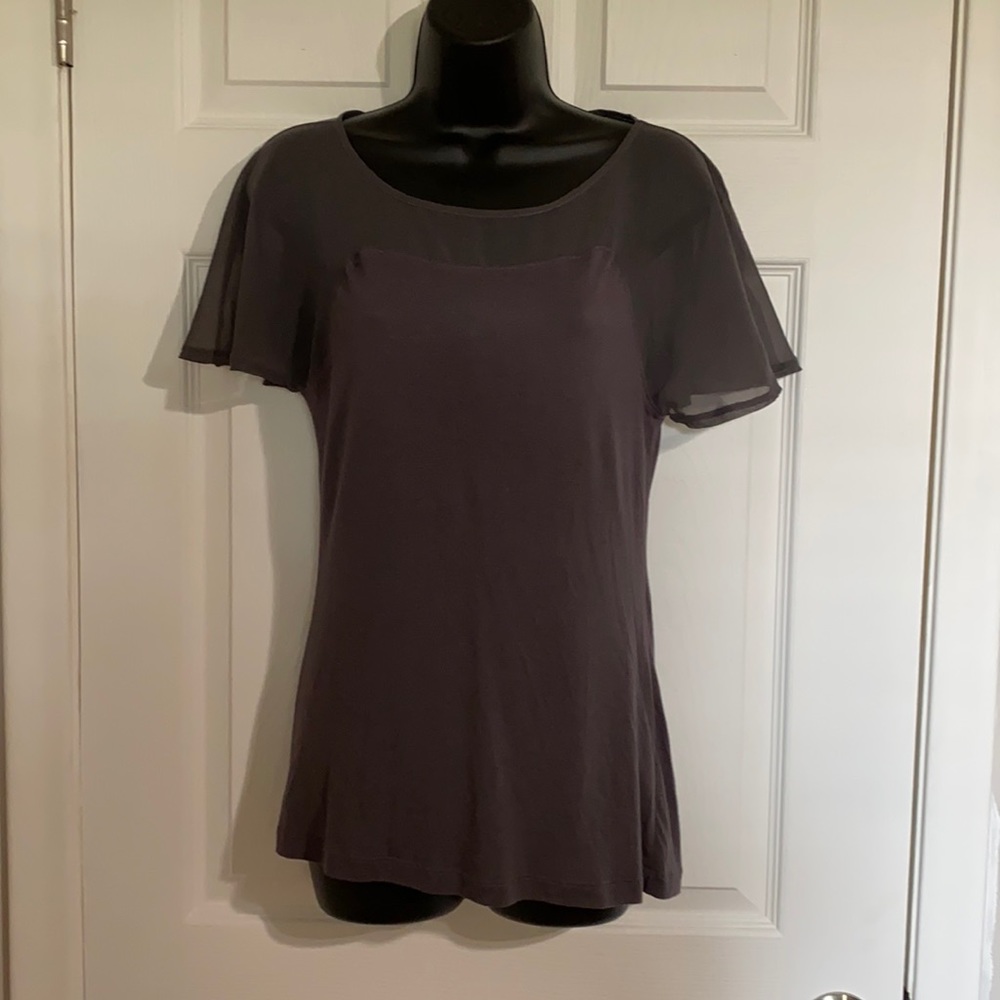 “Black” From Saks Fifth Avenue Eggplant/Plum Short Sleeve-T Sz M